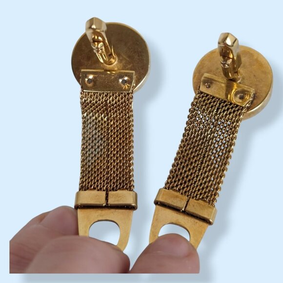 Vintage Glass Rivoli Mesh Cufflinks - Picture 4 of 5